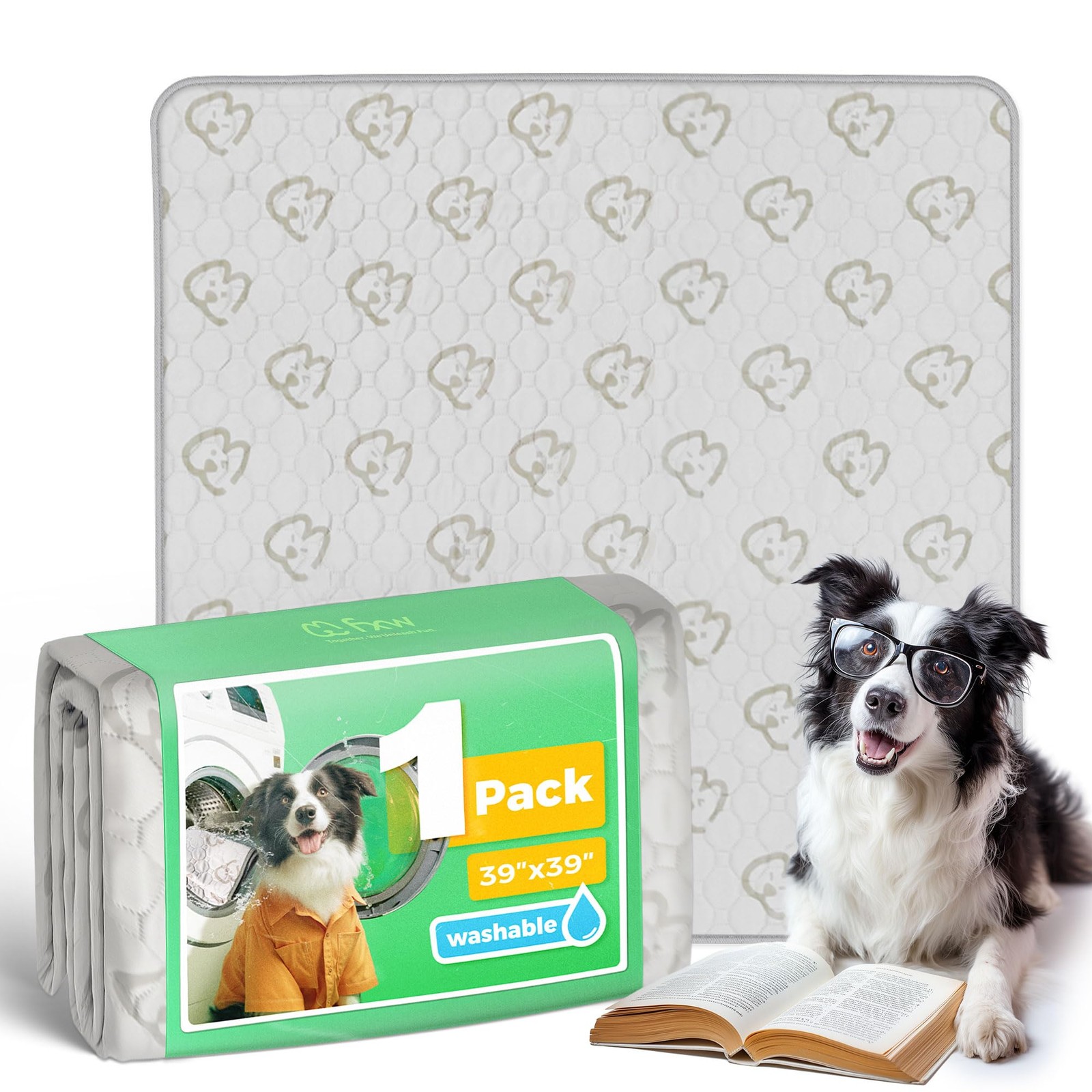 Washable Pee Pads for Dogs 39″ Square, Leak-Proof & Non-Slip – Perfect