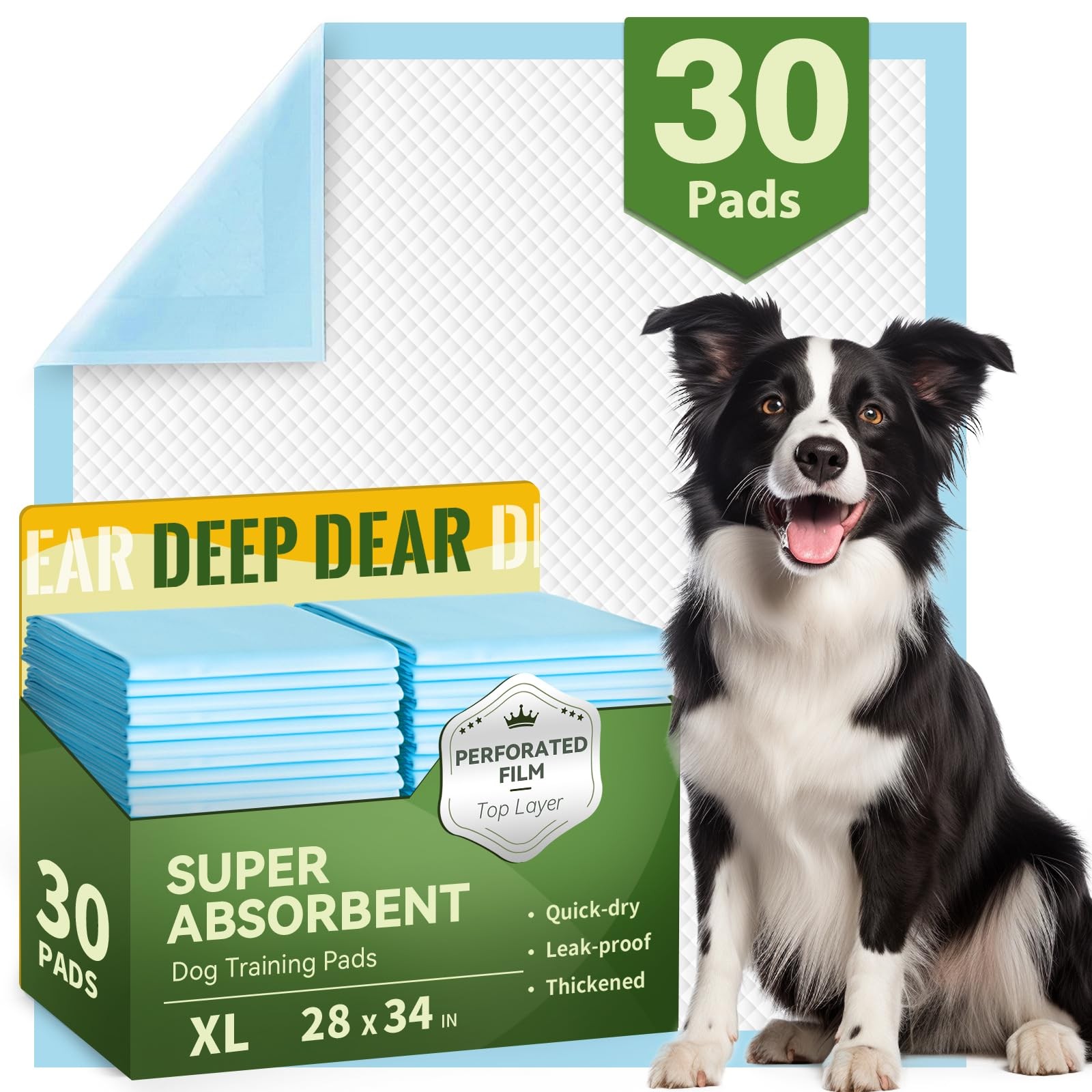 Deep Dear Extra Large Dog Pee Pads 28×34, Thicker Puppy Pads, Super Absorbent Pe