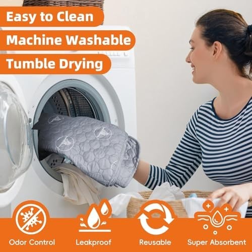 Washable Dog Pee Pads 36″ x 36″ – Non-Slip, Leak-Proof Training Mat, 2 Pack