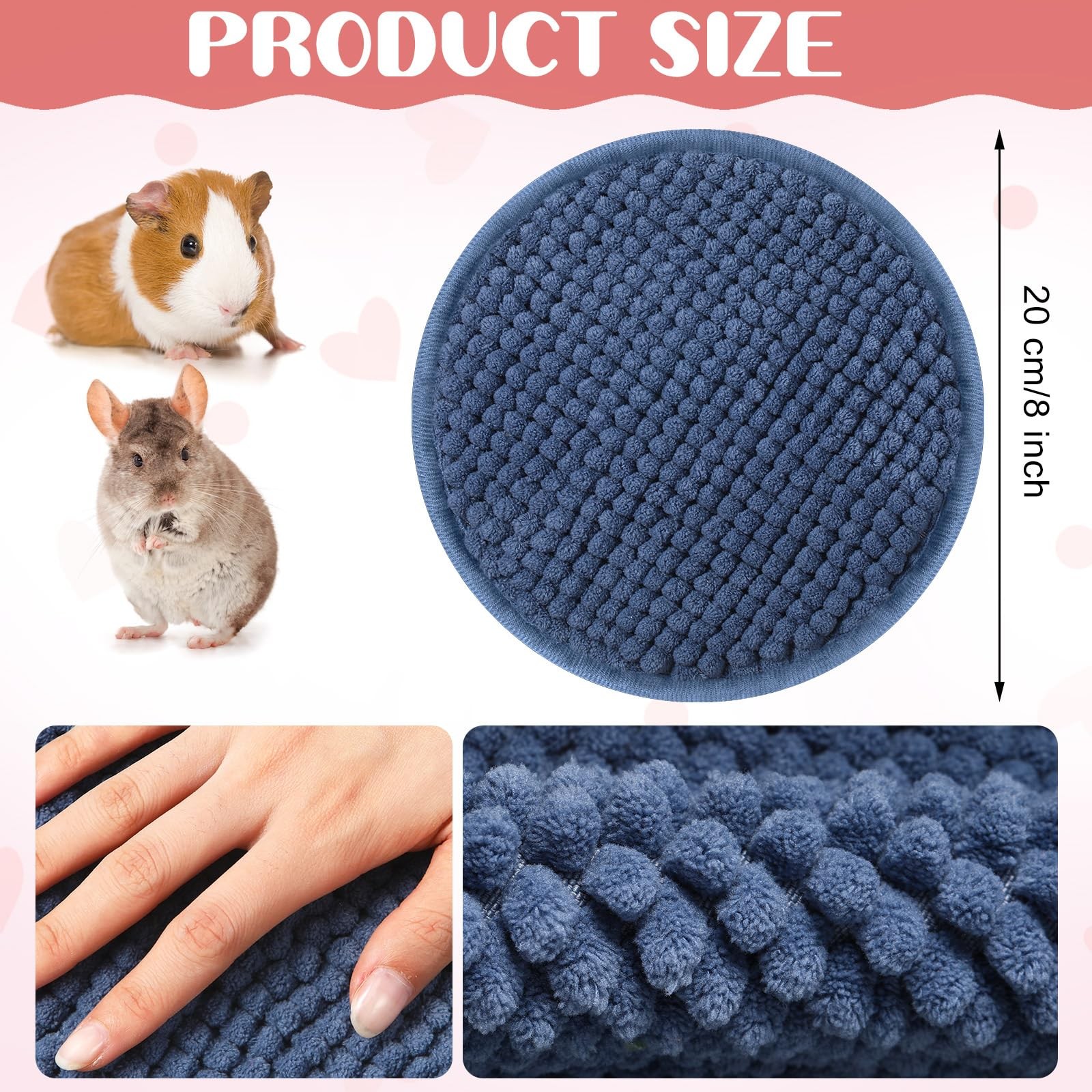Amylove 4 Pcs Guinea Pig Cage Liner Washable Diameter 7.8 Inch, Mixed Color