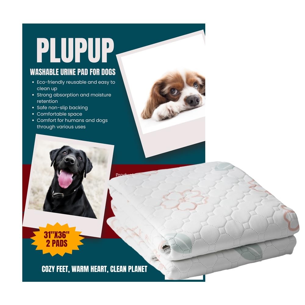 Extra Large Washable Dog Pee Pads (2 Pack), 31″x36″ Reusable Waterproof Pad f…