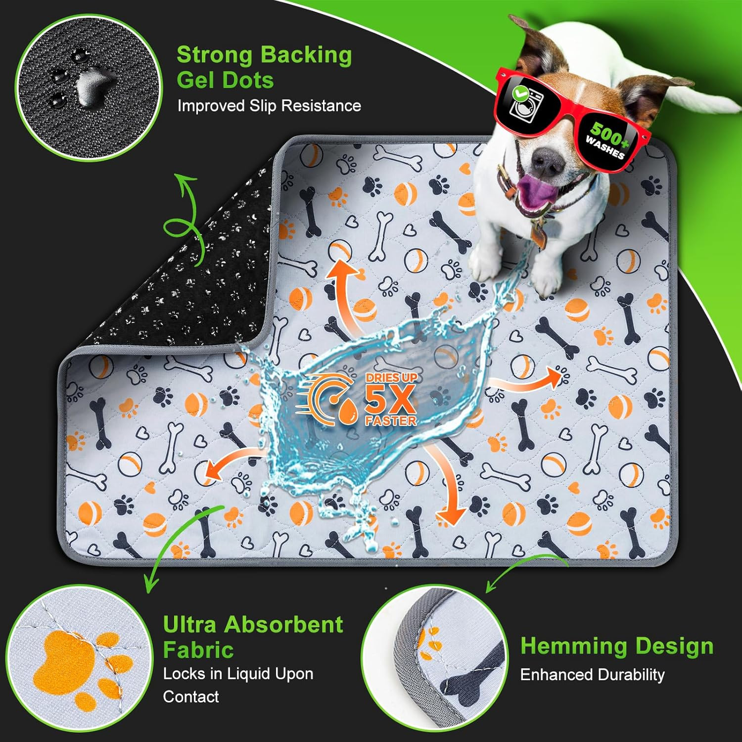 Dog Grass Pad with Tray Large, 41″X27″, 2 Reusable Artificial Turf for Dogs Pott