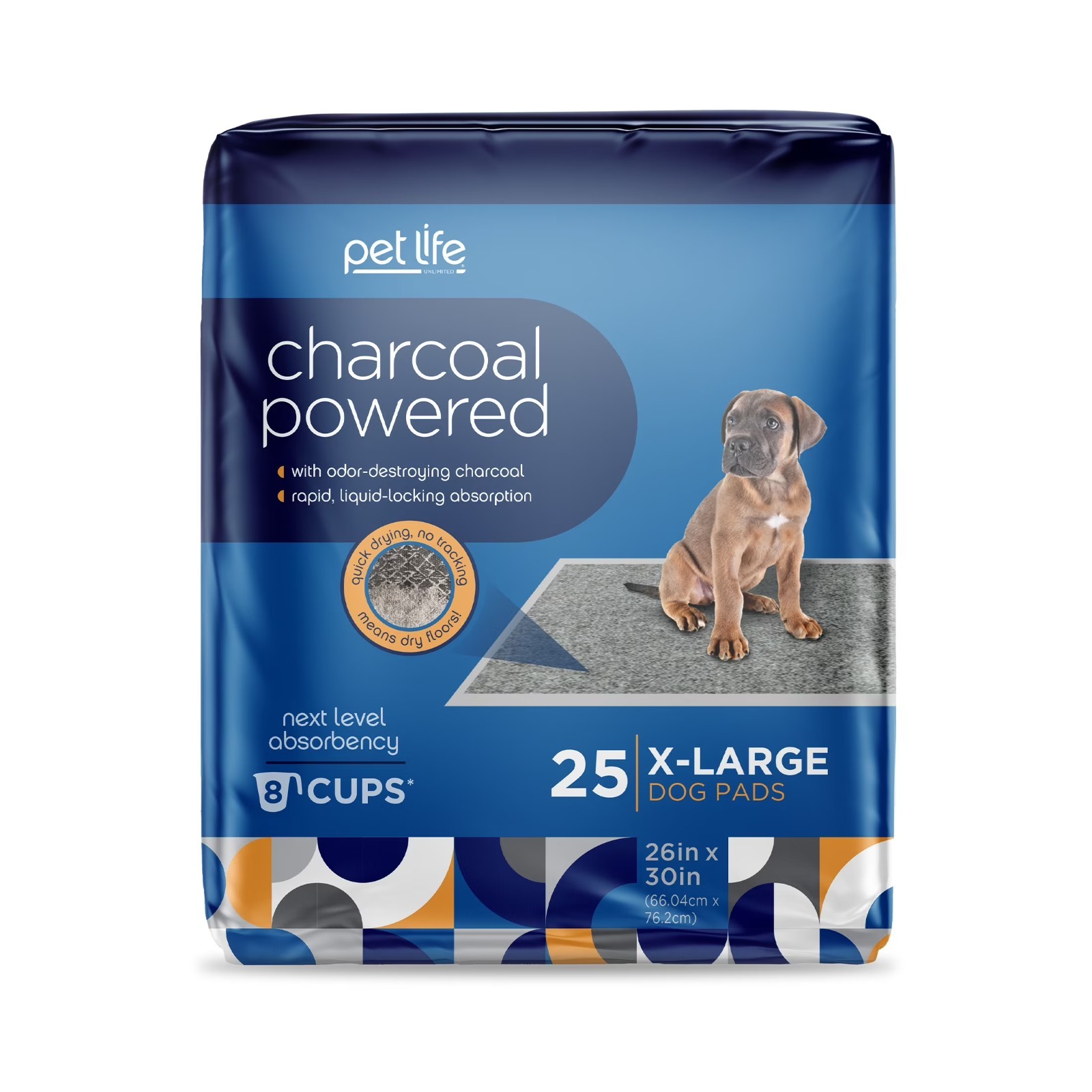 Odor Destroying Charcoal XL Dog Pads 25 Count Liquid Locking Absorption