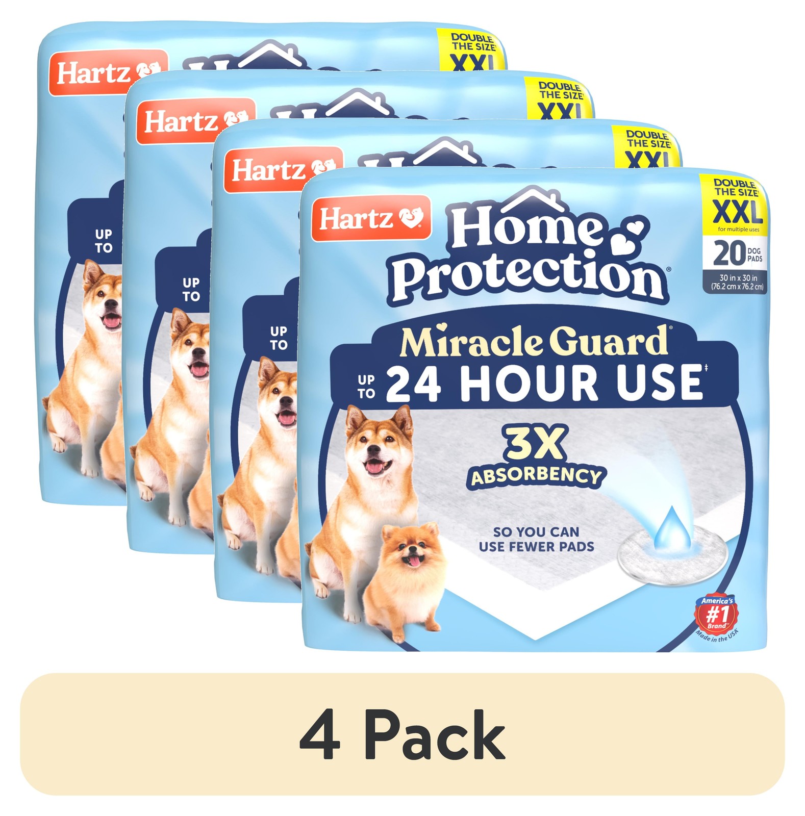Hartz Home Protection Miracle Guard Dog Pads, XXL 20 Count,NEW