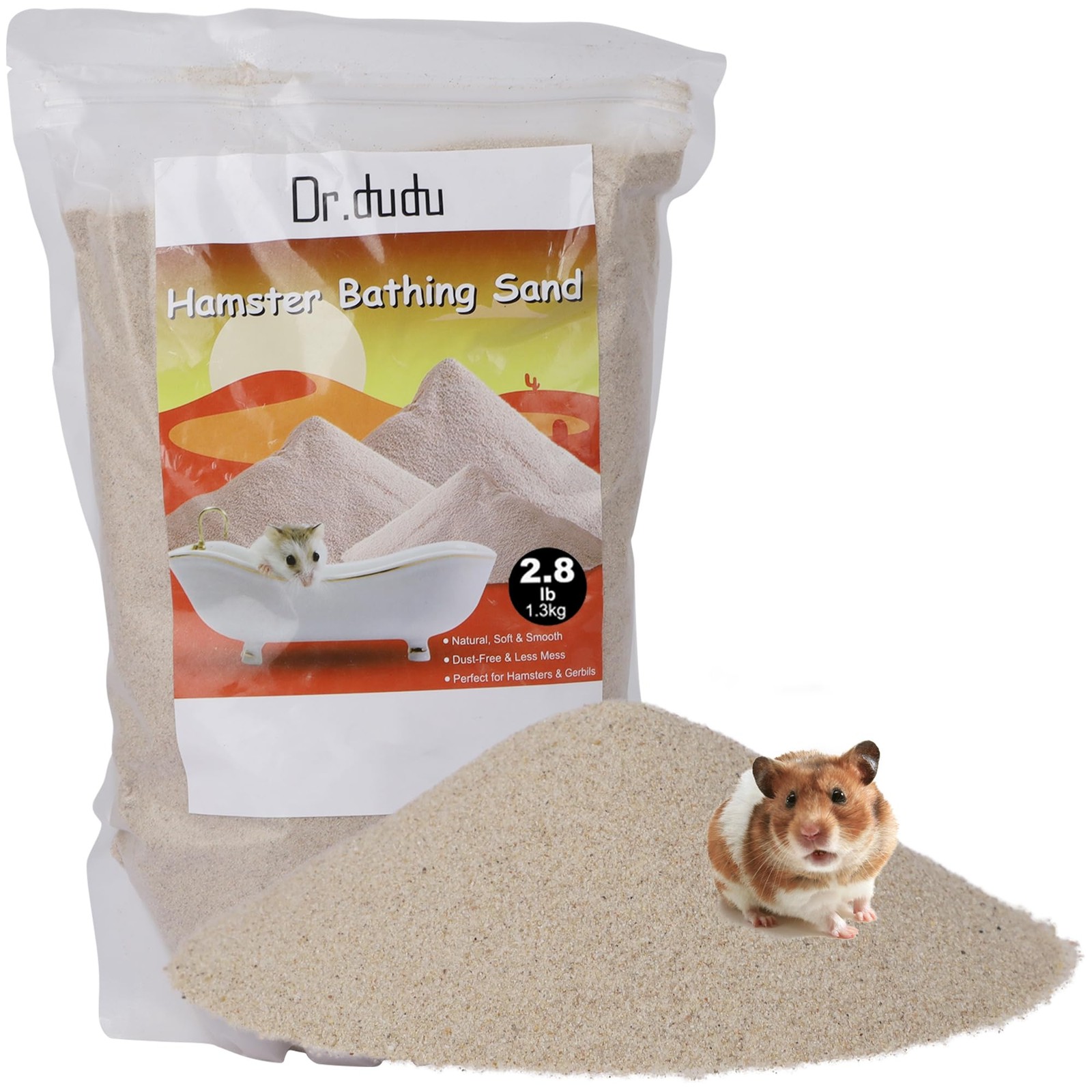 DR.DUDU Hamster Bath Sand, 2.8lb Dust Free Desert Sand or Potty 2.8lb, Beige