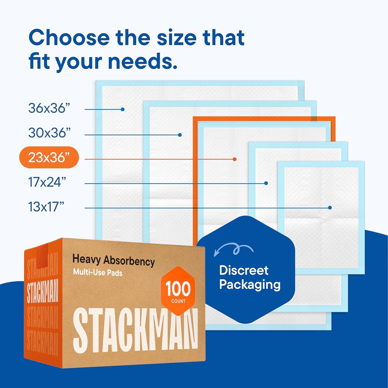 Stack Man 100-Pack 23″x36″ Super Absorbent Disposable Underpads