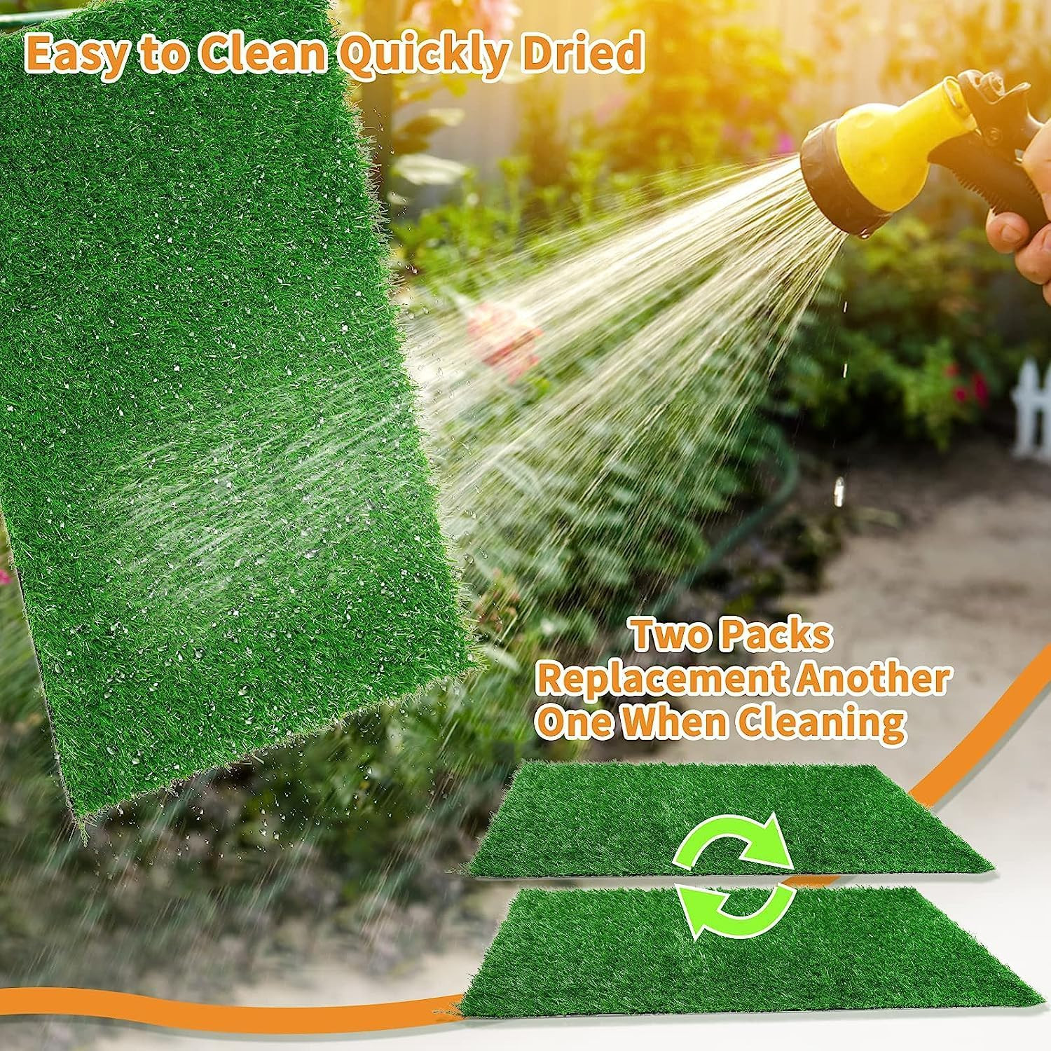 Dog Grass Pee Pads, 2 Pack Artificial Grass Pads for Potty Tray, Fake Grass for