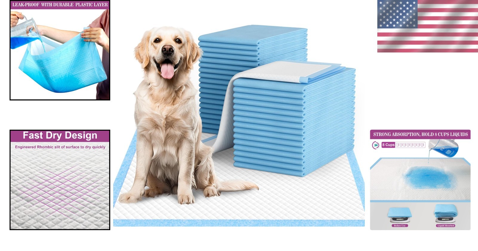 XL Puppy Pee Pads 28″x34″ 60ct, Super Absorbent