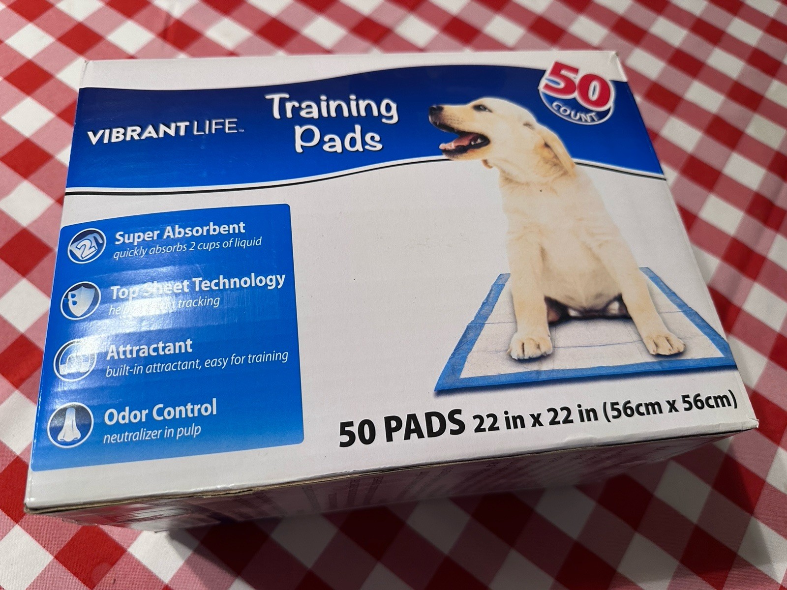 Vibrant Life Training Pads, Large, 22 in x 22 in, 50 Count