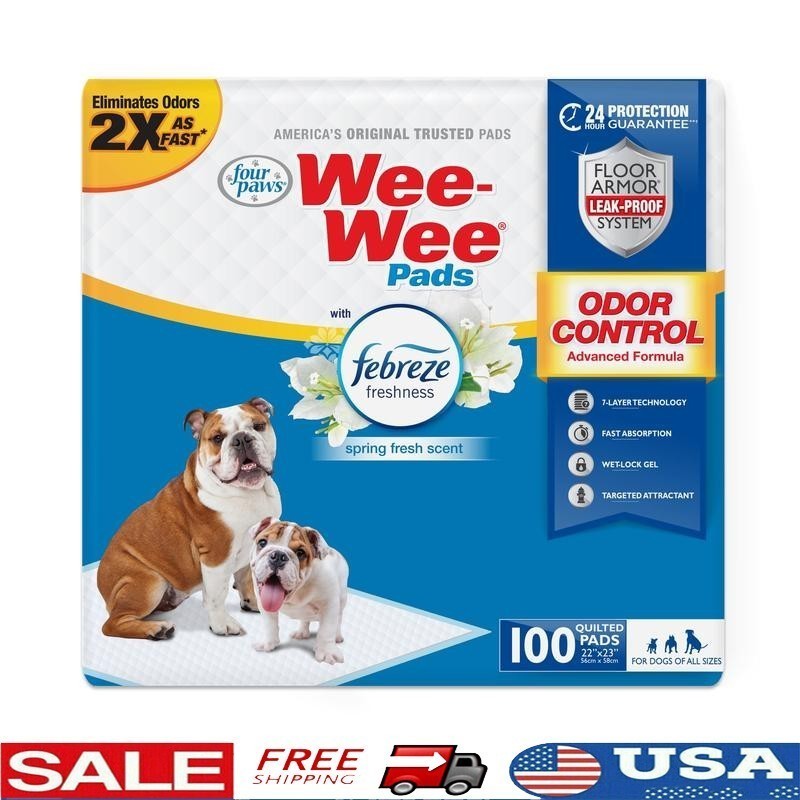 Dog Training Pads Febreze Odor Control 100ct Leak Proof Potty Pad Fresh Scent US