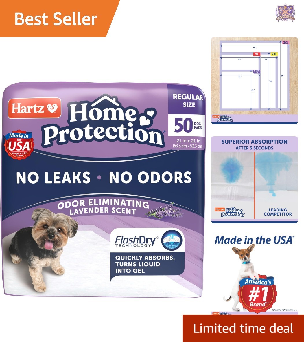 Dog Training Pads Lavender Scent 50 Count Leak Proof Absorbent Odor Eliminating