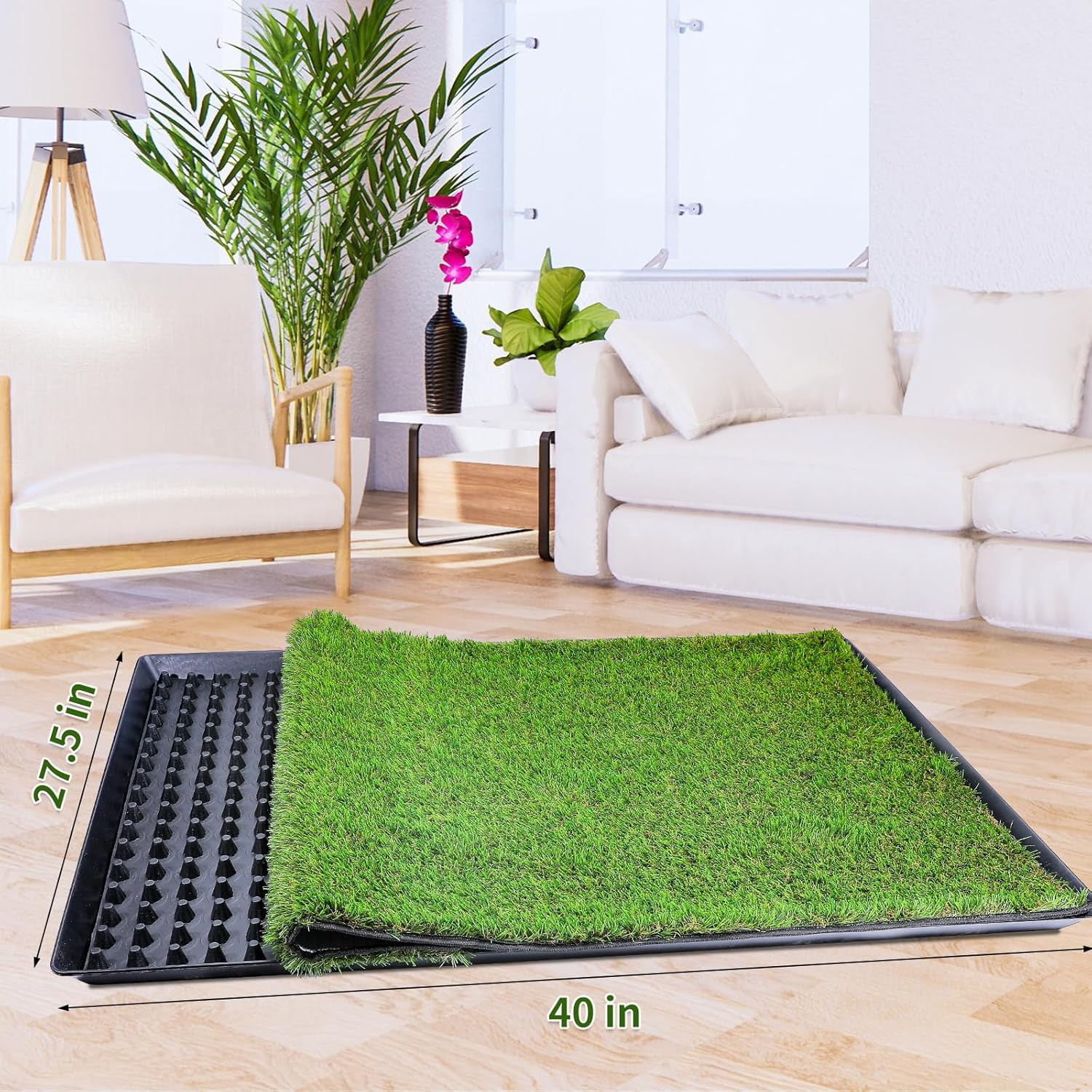 Dog Grass Pad with Tray,40”X27.5”Large Artificial Turf Grass Potty,Xl Reusable