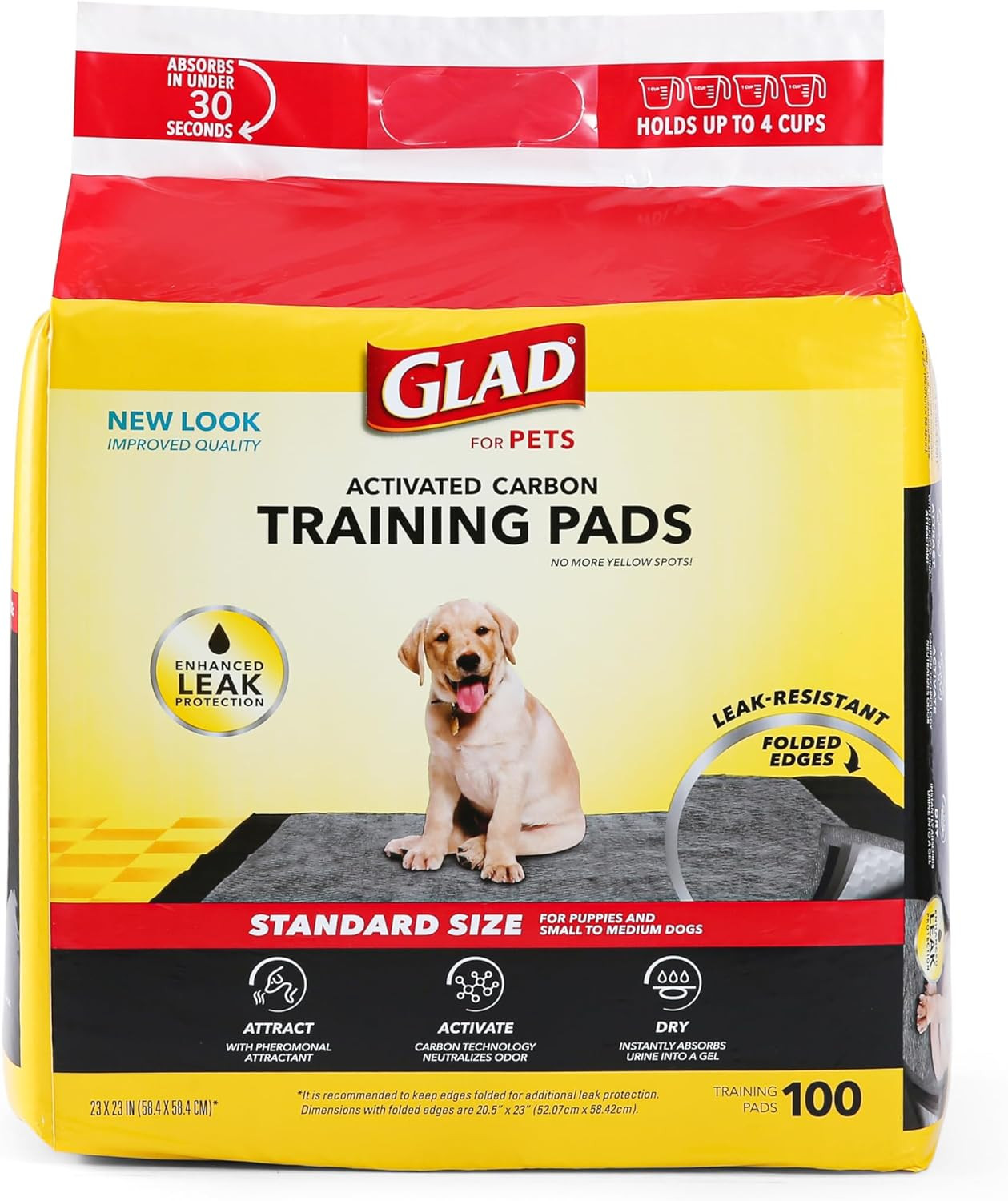 Disposable Pee Pads Puppy Training , 100 Absorbent Pads 23 x 23 Black Charcoal