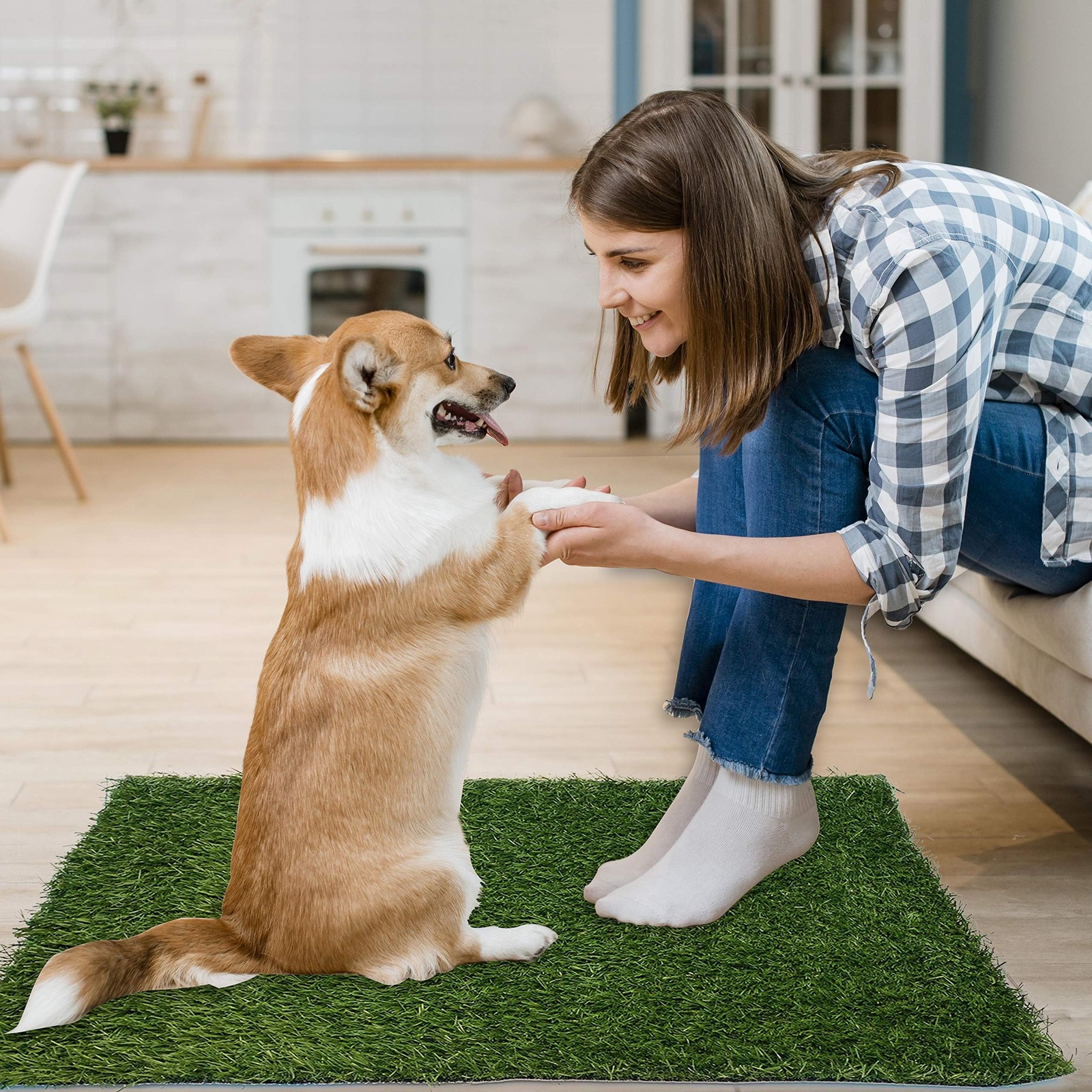 2 Pack Artificial Dog Grass Pee Pad 26″ x 17″, Indoor Potty Training Turf