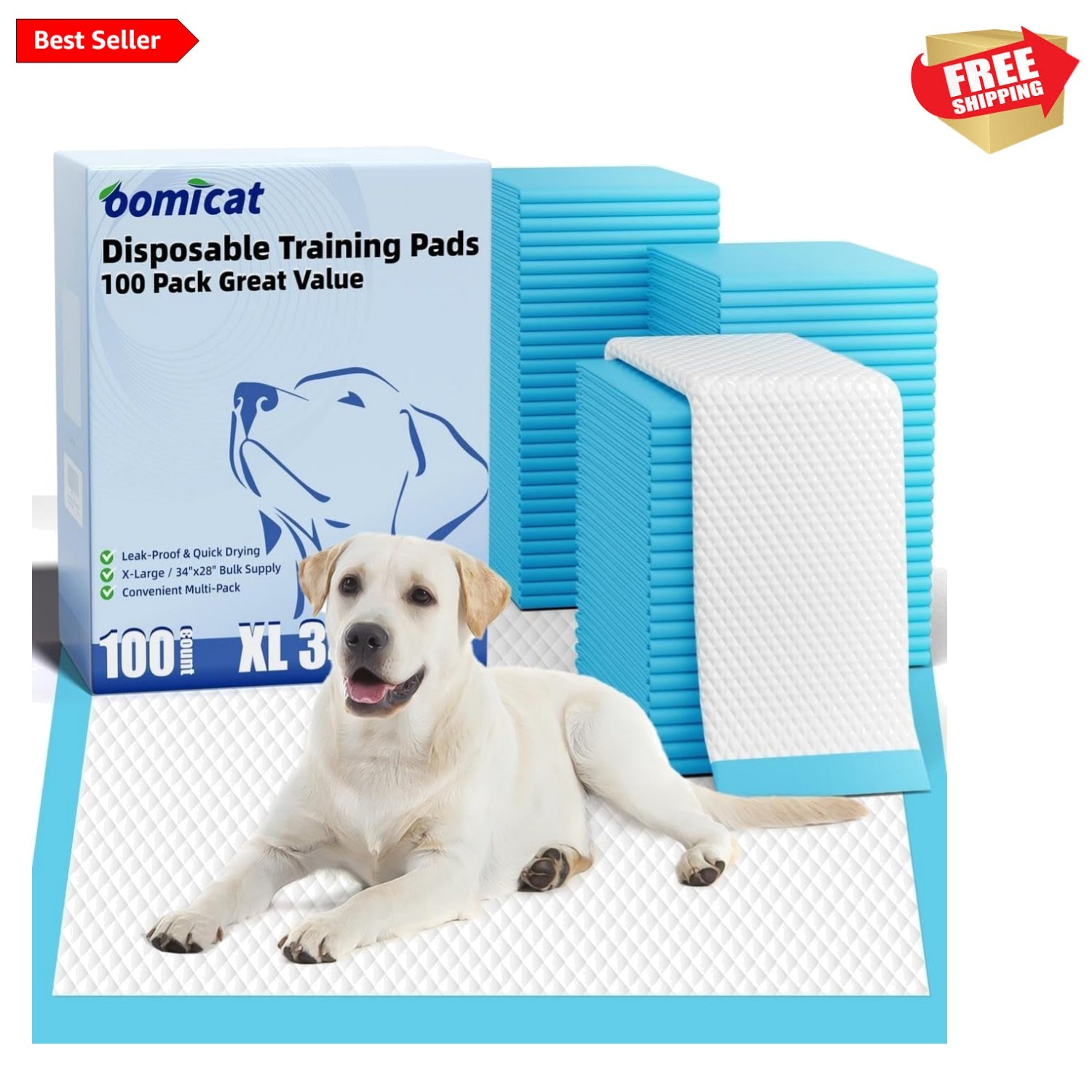 Puppy Pads XL 100 Count, Dog Pee Pads Extra Large, 34″x28″ Pee Pads for Dogs,…