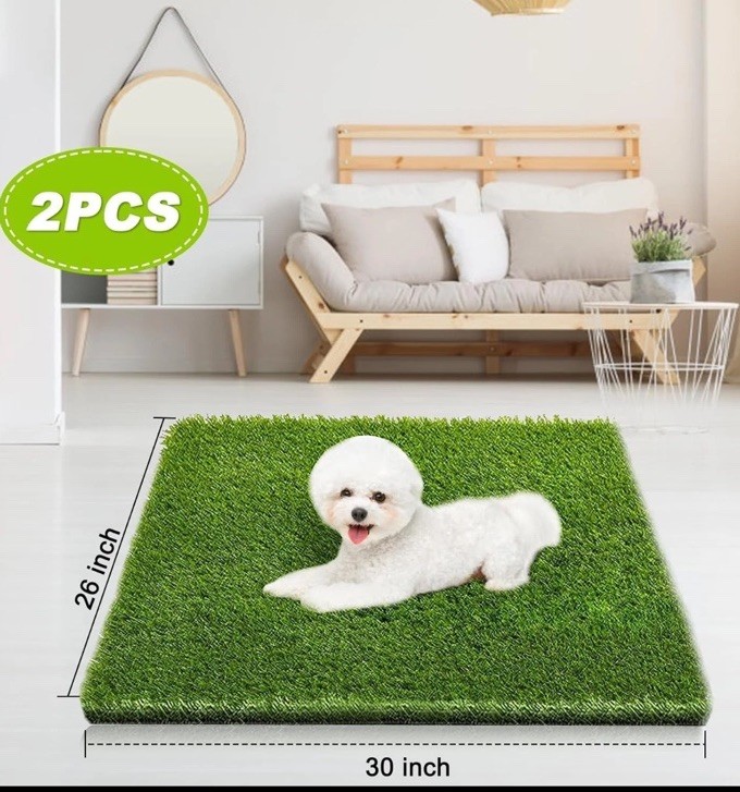 2 Pack 25 x30″ Dog Grass Pee Pads, Reusable Artificial Grass Turf Rug For Pets