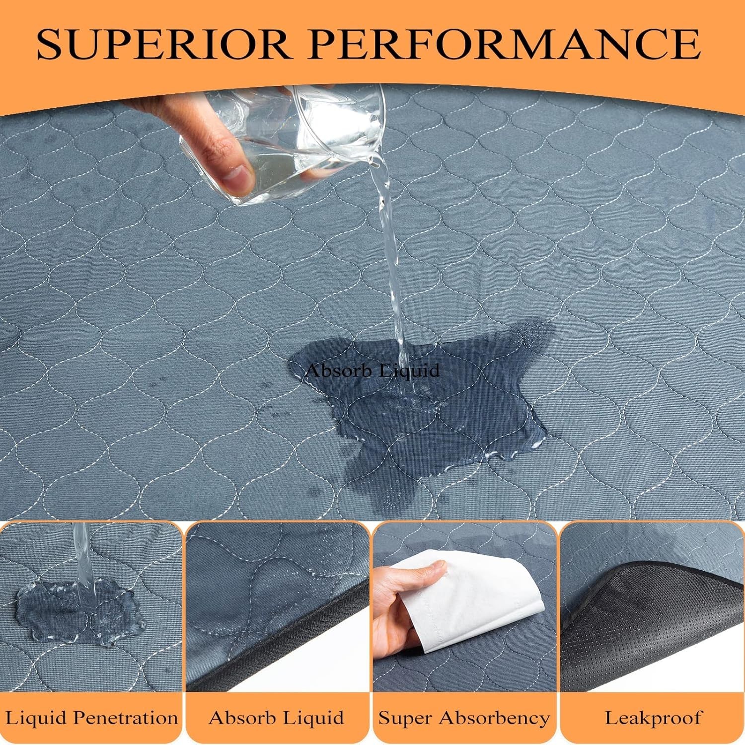 2 Washable Pee Pads, 48″ x 48″, Reusable Puppy Pads, Dog Training Pads