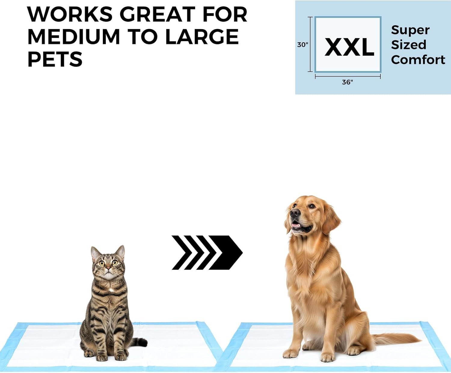 100 Pack 30″X36″ Extra Large Dog Pee Pads – Super Absorbent & Leak-Proof Disposa