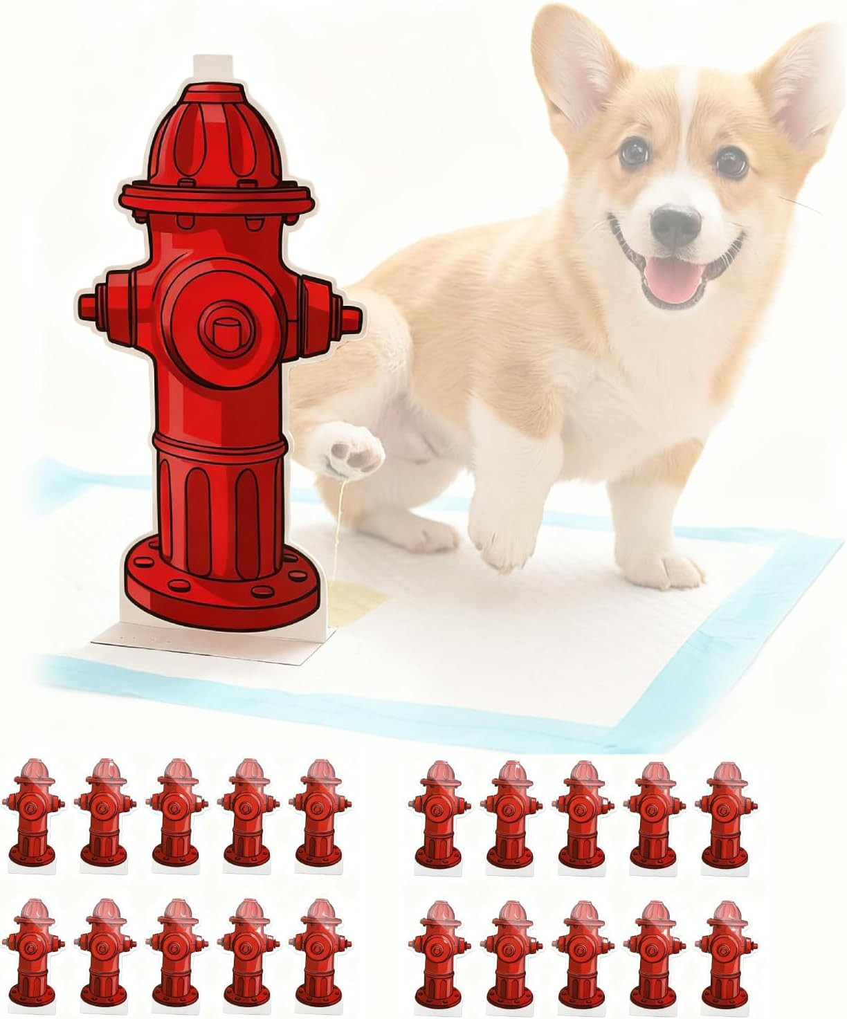 Dog Pee Post Guide Paper Pee Trainer, 20Pcs Hydrant Shaped Pet Diaper Pad Guide