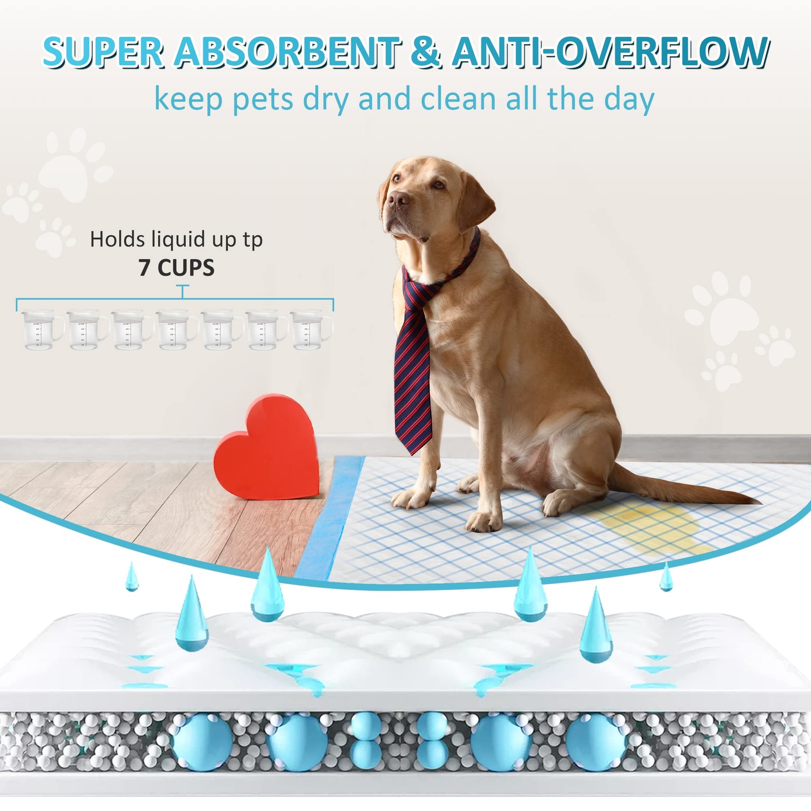 Boscute Super Absorbent & Leak-Proof Jumbo Size 36×36 Pet Training Dog Pee Pads,