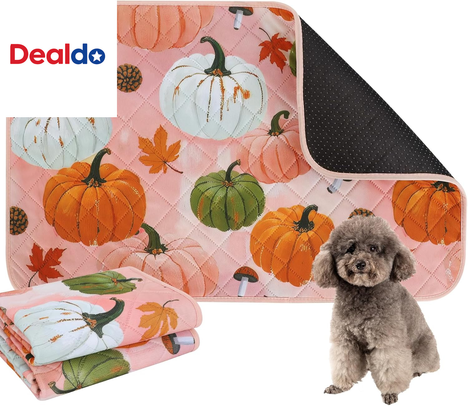 Washable Pee Pads for Dogs, 2 Pack Pumpkin Pattern Reusable Waterproof Puppy Pot