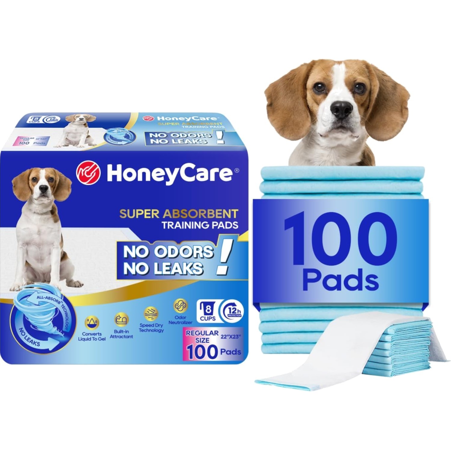 Large 22″ x 23″ 5-Layer Leak-Proof Puppy Training Pads – Odor Control, 100 Count
