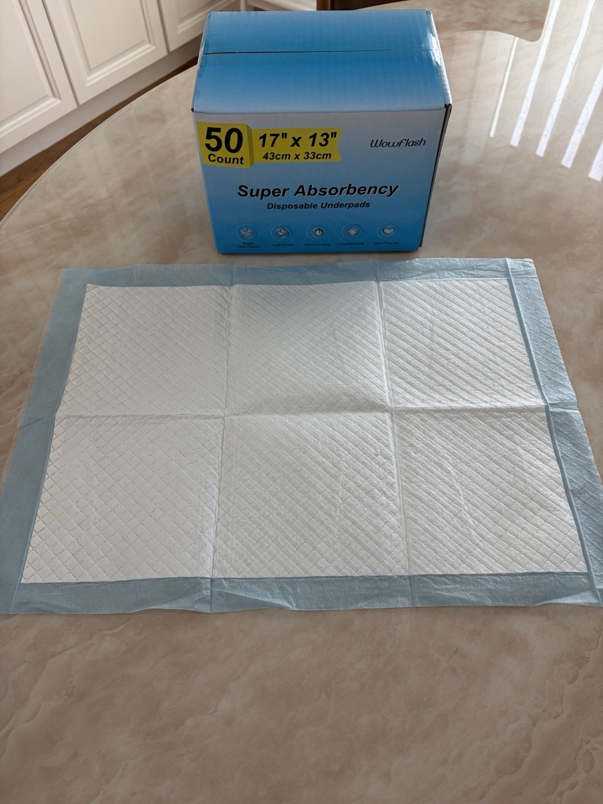 Wowflash Super Absorbency Leak Proof Disposable UnderPads 17″x13″ 50 Count