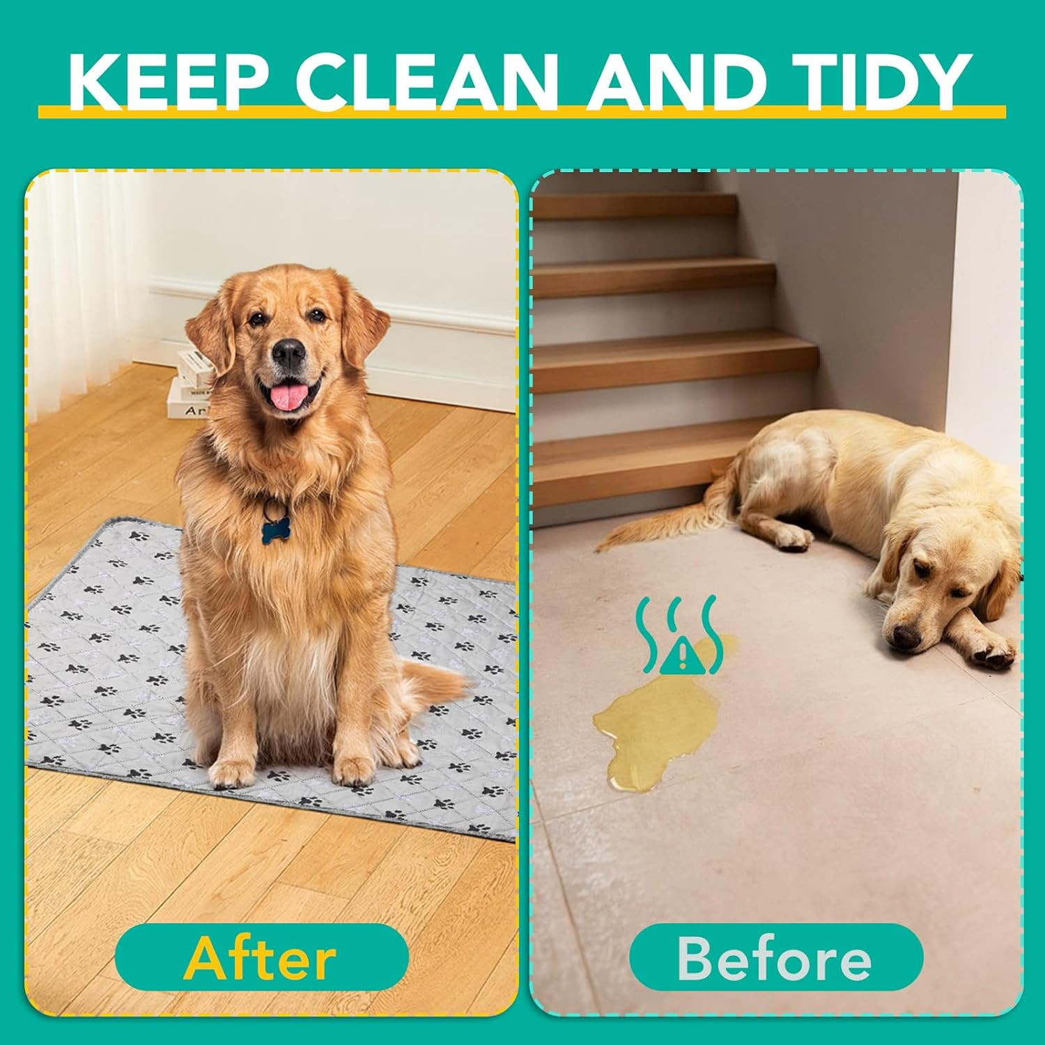 2 Pack Extra Large 72″X72″ Washable Pee Pads for Dogs Super Absorbent Dog Traini