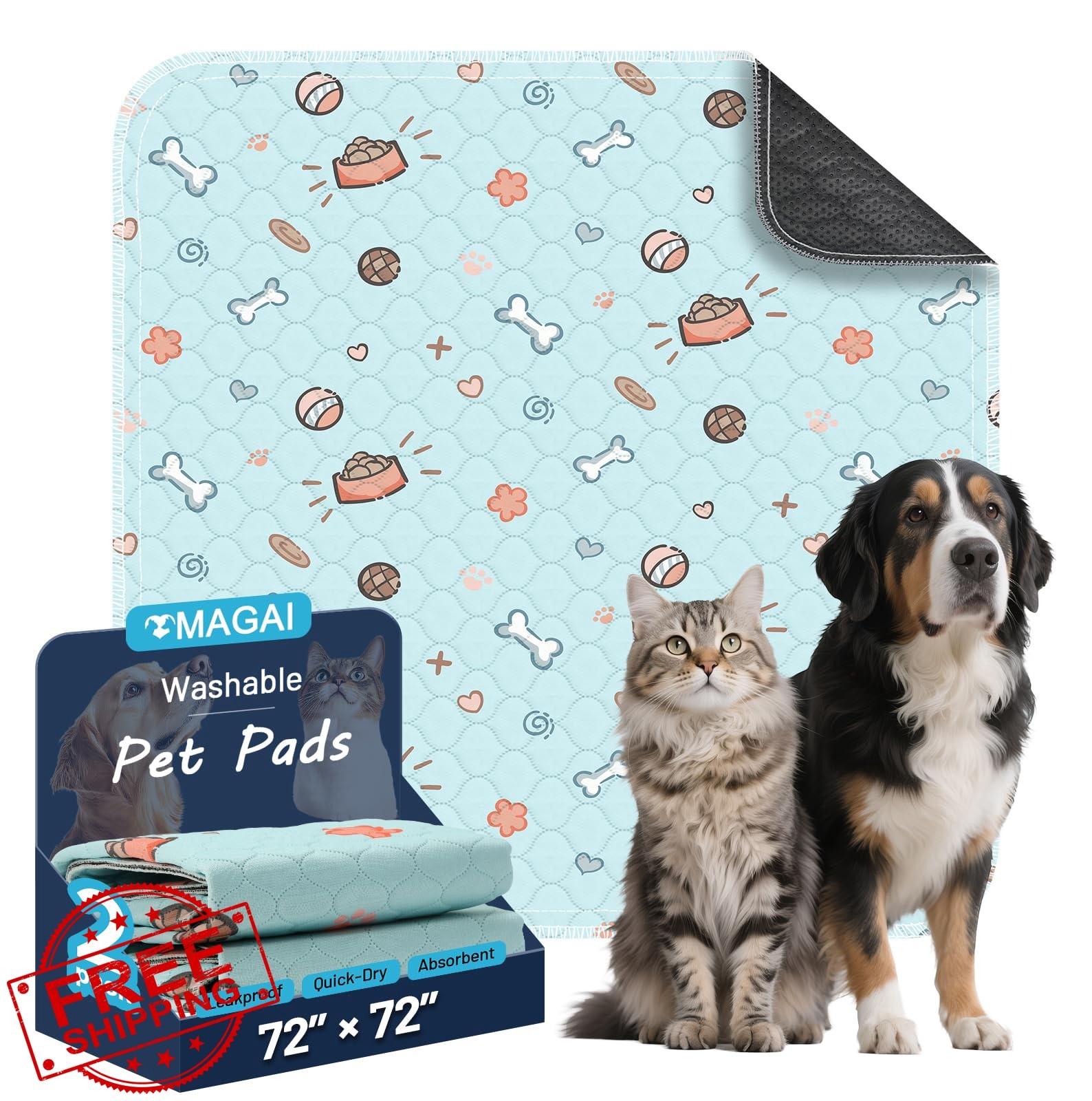 OMAGAI Pee Pads 72x72in Blue 1 Pack