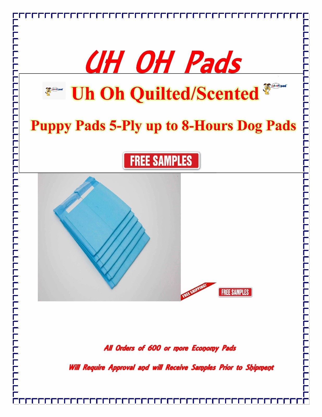 3 SIZES QULITED PUPPY TRAINING SCENTED/UNSCENTED 4 DOGS TO 80LBS FREE SAMPLES