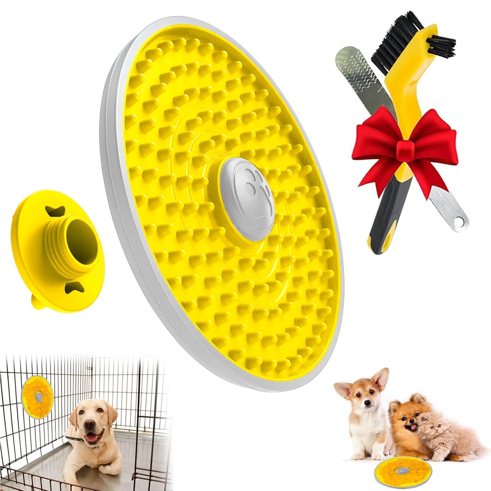 Lalolee Lick Mat for Dogs Crate, Dog Pads Slow Feeder, 1 pcs, Yellow