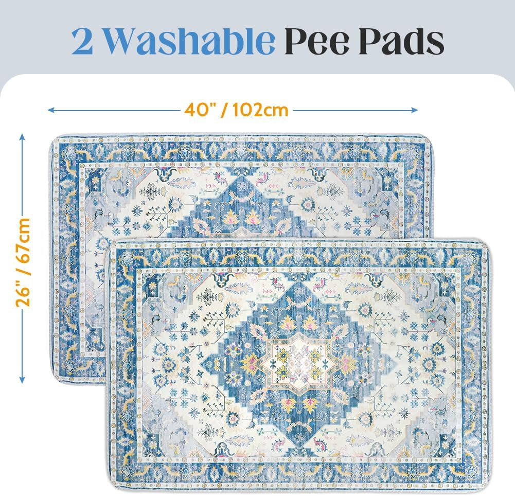 Washable Pee Pads for Dogs, 2 Pack Reusable Puppy Training Pads 40″X26″ Super Ab