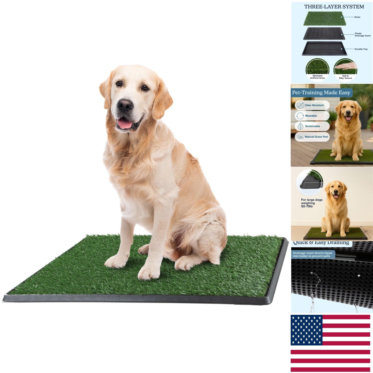 Reusable 20×30 Inch Artificial Grass Pee Pad for Dogs – Easy Clean-Up & Sanitary