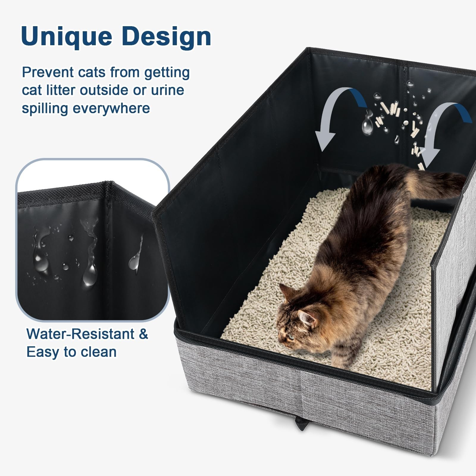 17.7”x 13.5”x 13.7″ Travel Litter Box for Cats, Collapsible & Portable Cat …
