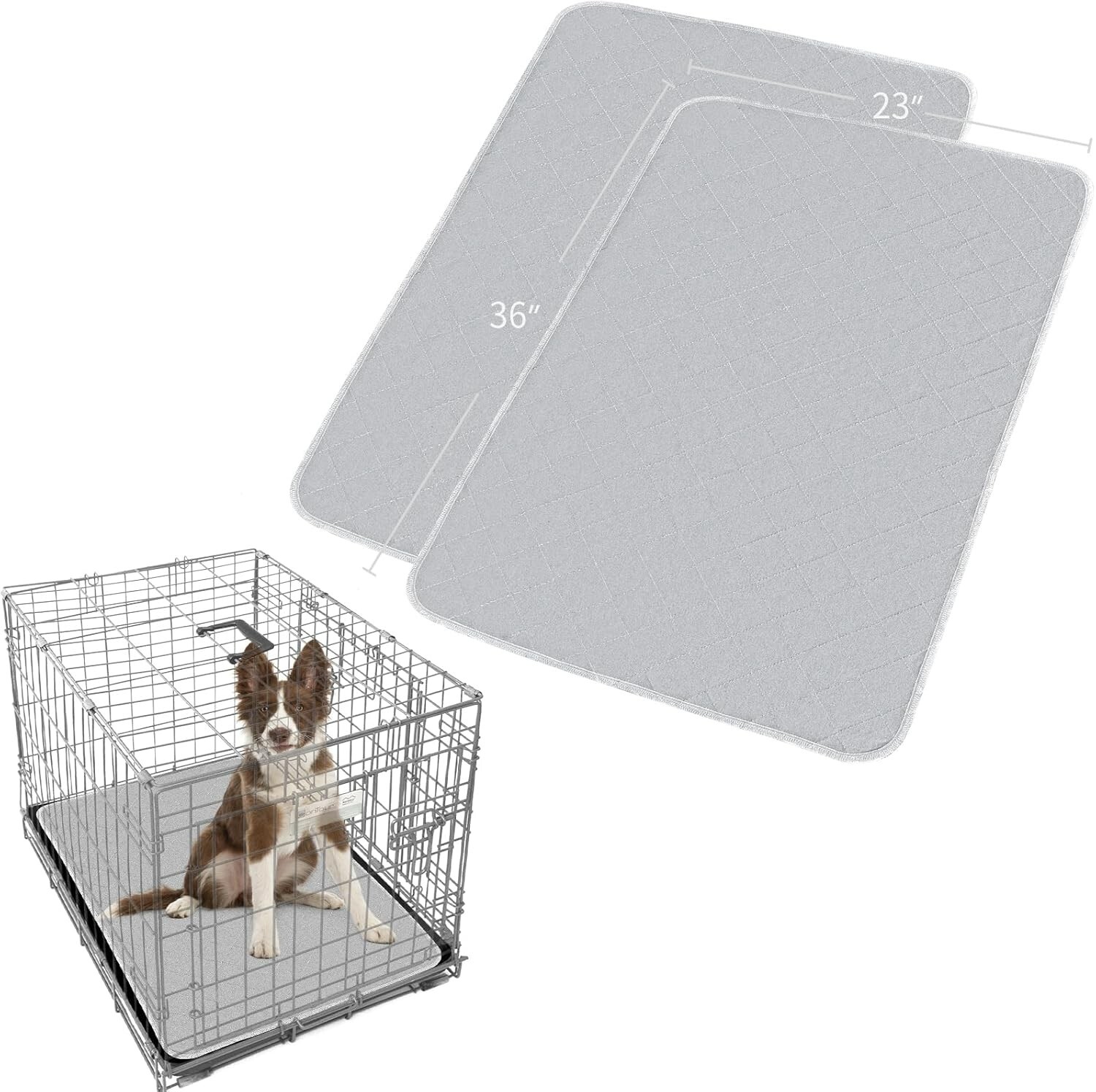 Waterproof Dog Crate Mat Washable Non-Slip Pee Pads for Dogs 2 Pack 36″X23″
