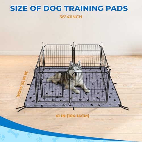 Washable Pee Pads for Dogs, 2 Pack Large 36″x41″ 36*41 Inch (Pack of 2) Gray