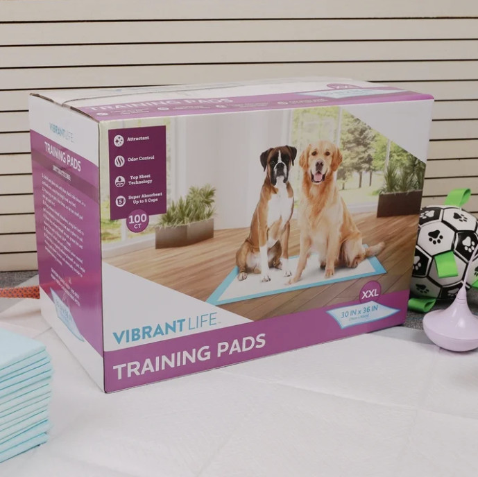 Vibrant Life Training Pads Super Absorbent,Leak Proof, XXL 30 in x 36 in, 100 Ct