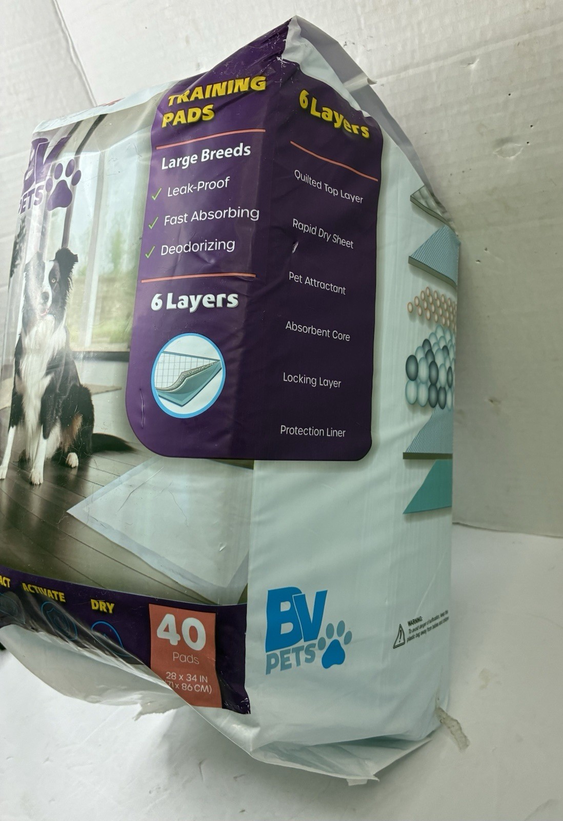 Training Pads for Dogs Extra Large 40 Pack 28″x34″ BV Pets Rapid Dry 6 Layers