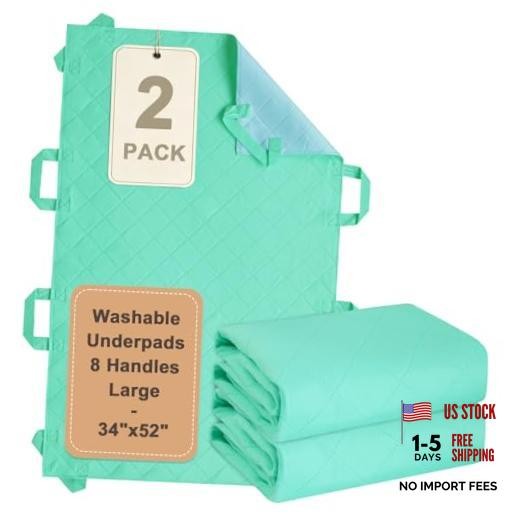 Positioning Bed Pads 2 Pack with 8 Reinforced Handles, 34” 34″x52″ (Pack of 2)