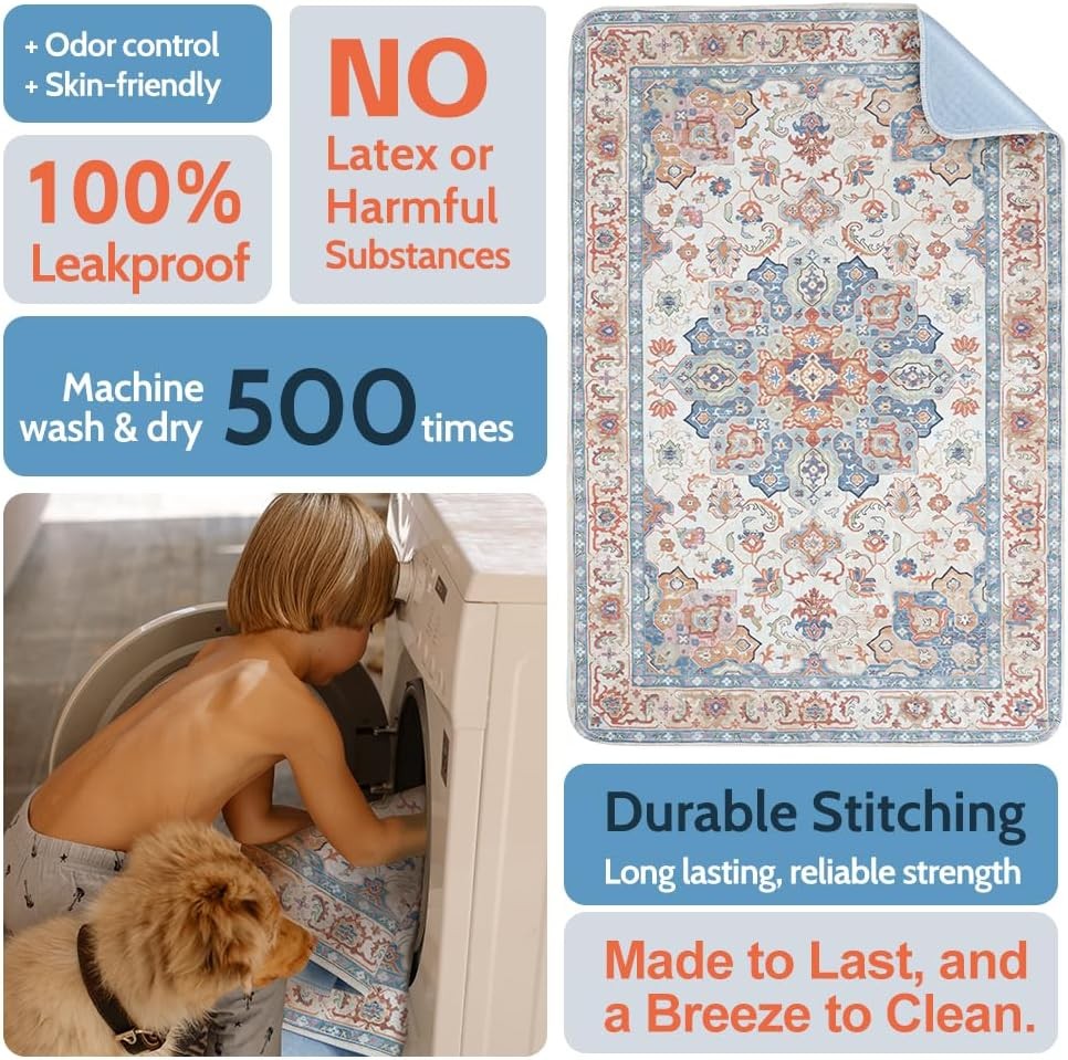 2-Pack 60×48 Washable Pee Pads for Dogs – Reusable Non-Slip Puppy Training Pads