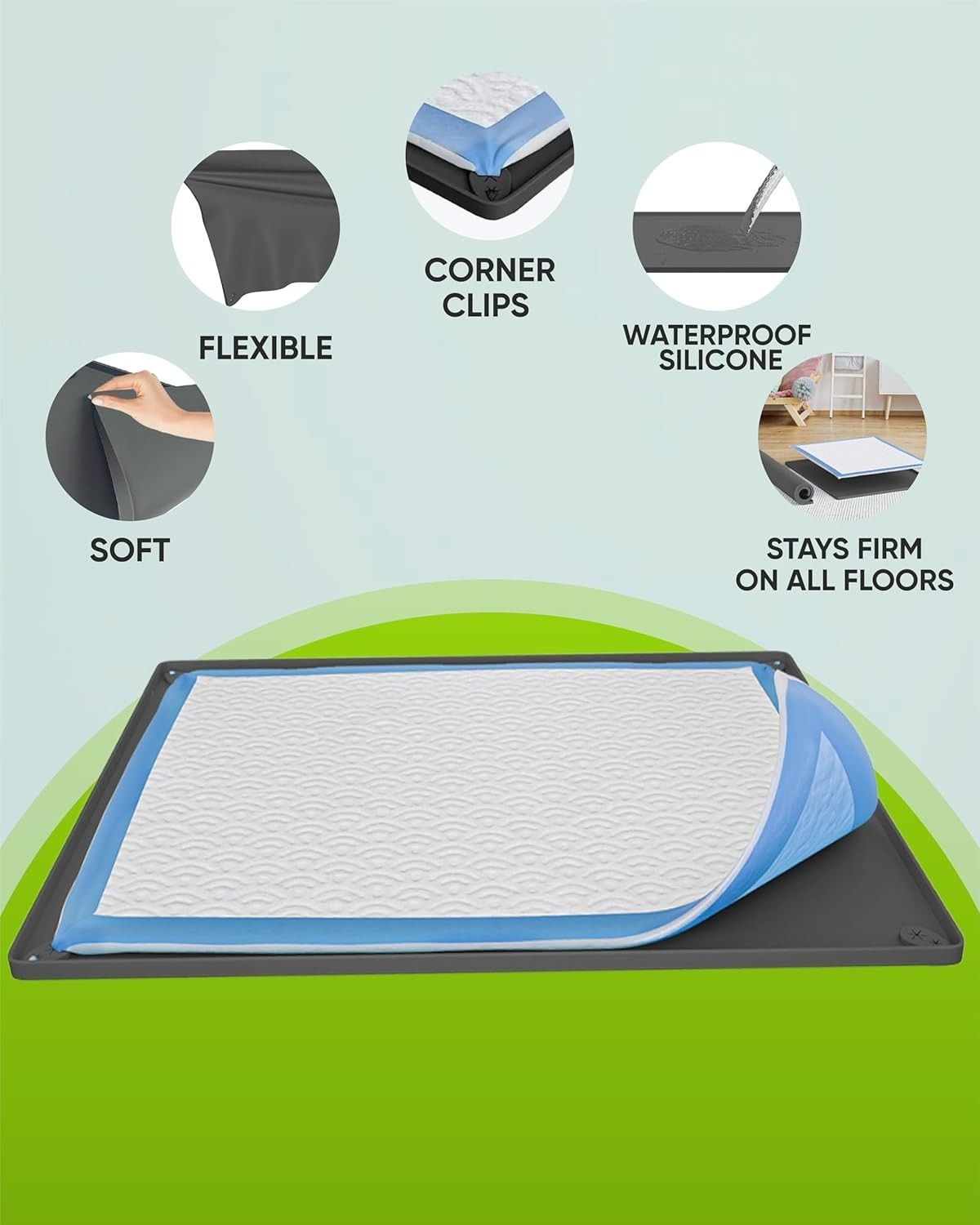 Dog Training Pad Holder Tray 17×11.5 Inch Non-Spill Raised Edge Floor Protection
