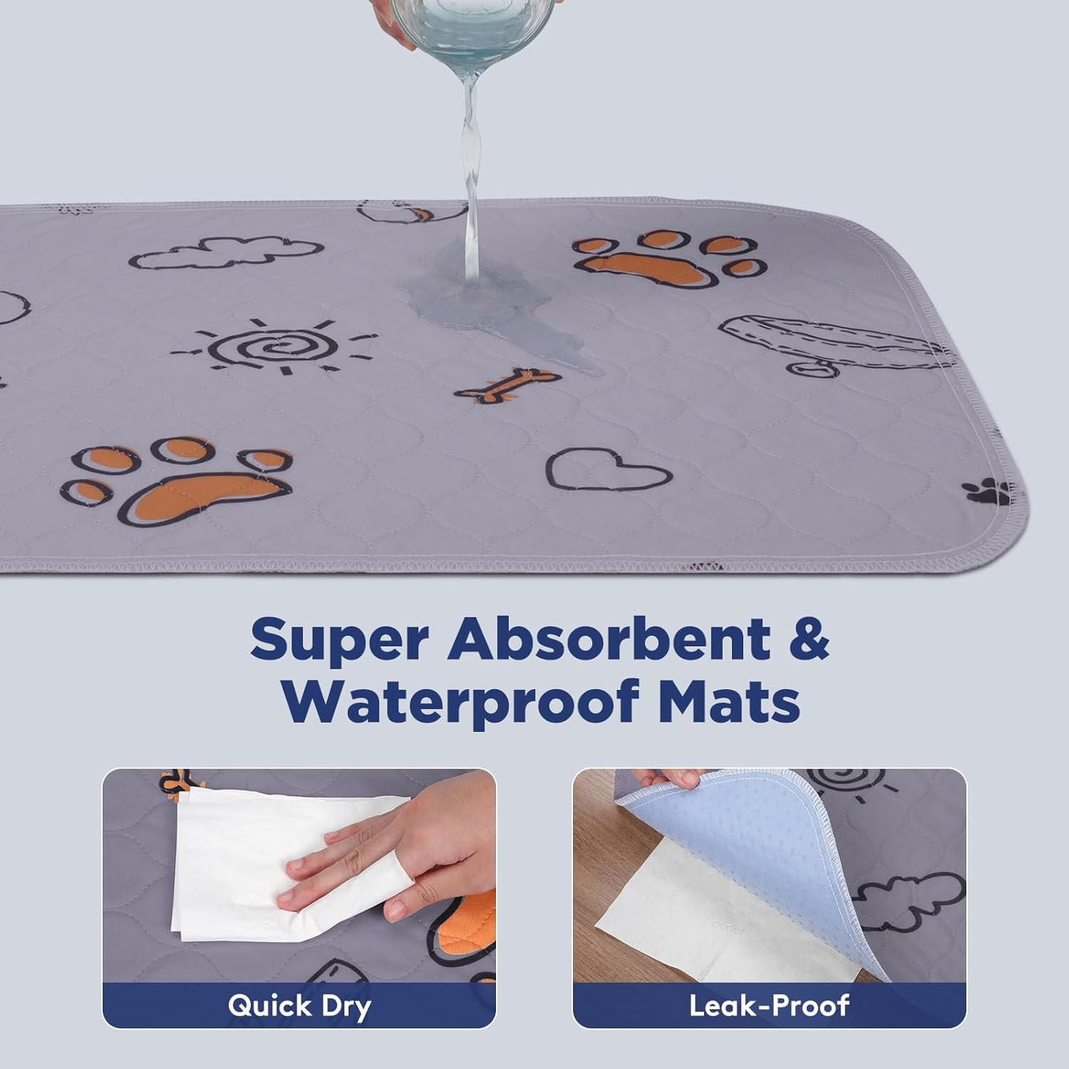 Washable Pee Pads for Dogs, Super Absorbent, 2 Pack 34″X36″ Purple | Reusable Pu