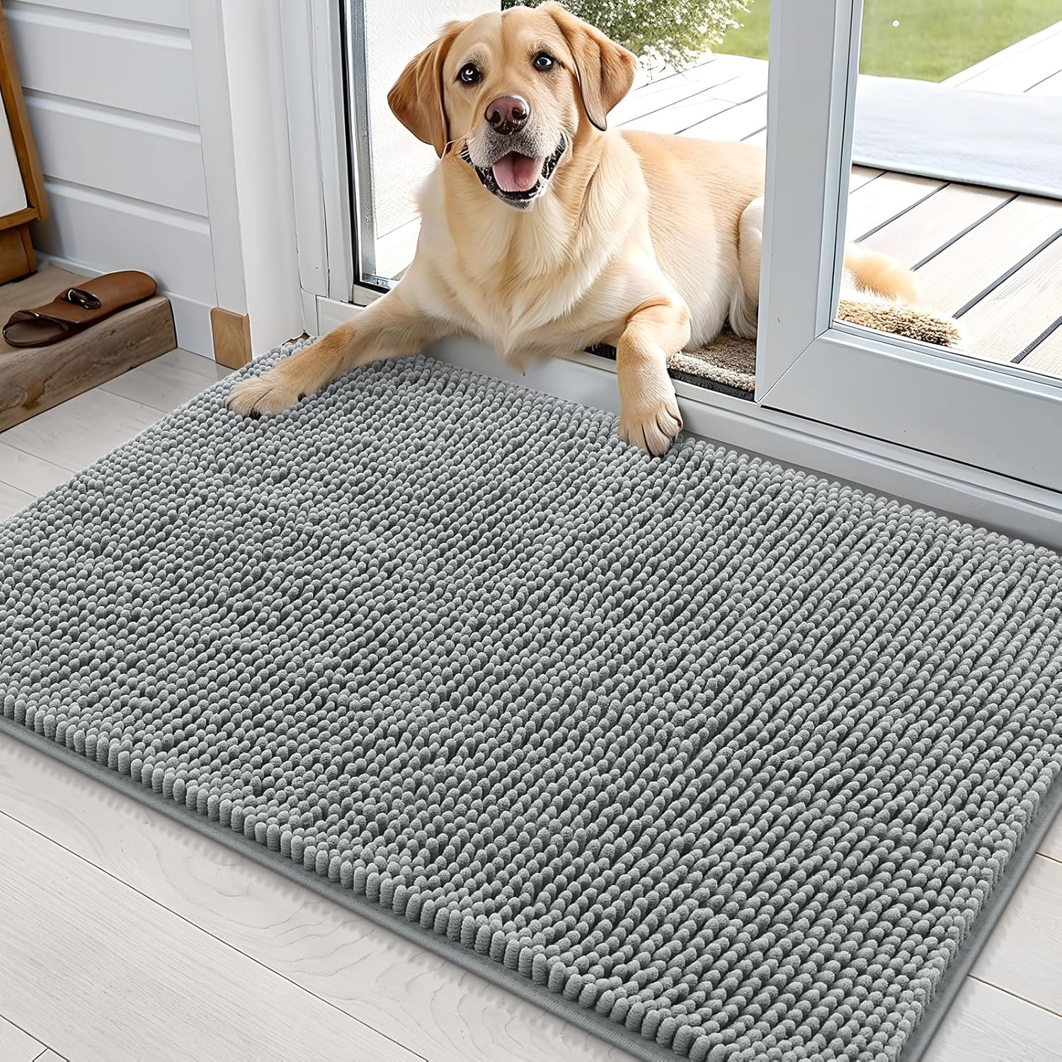 Dog Door Mat for Muddy Paws 36X24 Absorbs Moisture and Dirt Absorbent Non Slip