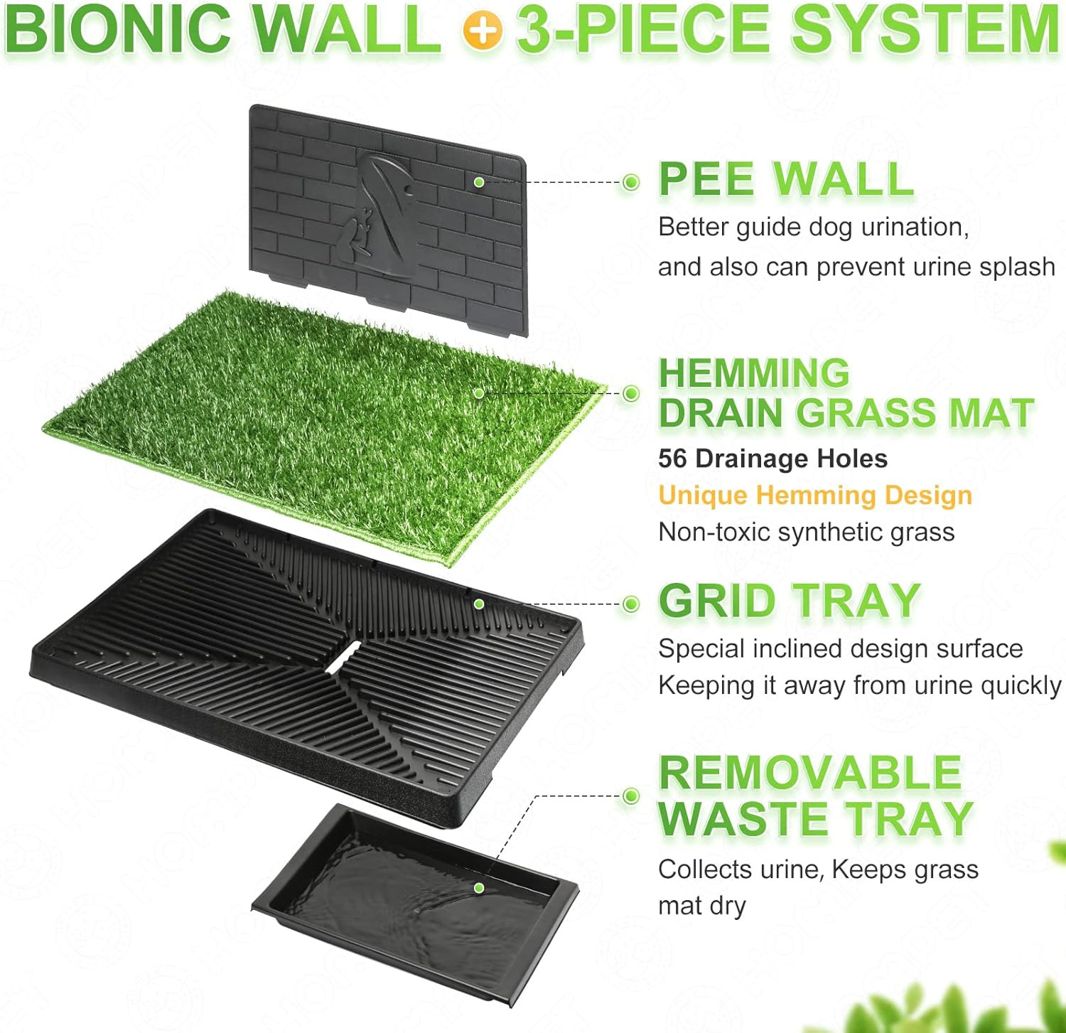 Dog Grass Pad with Tray Large, Puppy Turf Potty Reusable Training Pads with Pee