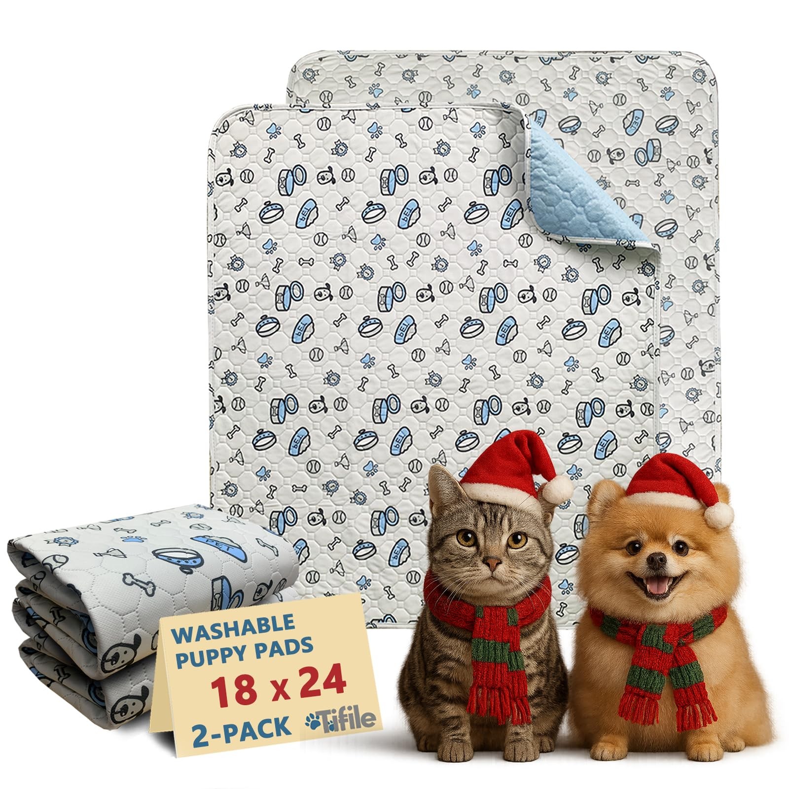 Washable Pee Pads for Dogs 2 Pack Reusable Puppy Pads Absorbent Whelping Pads…