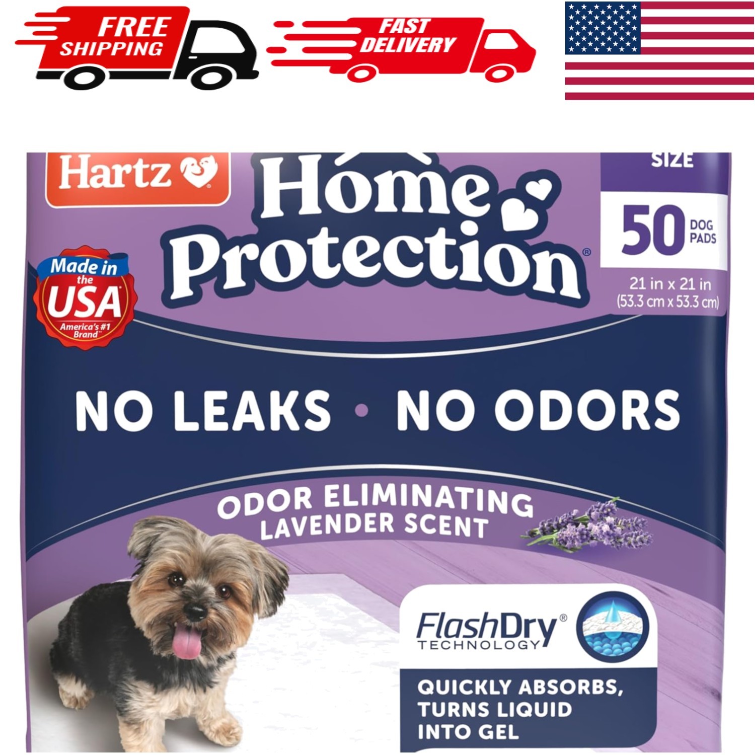Super Absorbent Lavender Dog Pads 50 Count – No-Leak, Odor Eliminating Solution