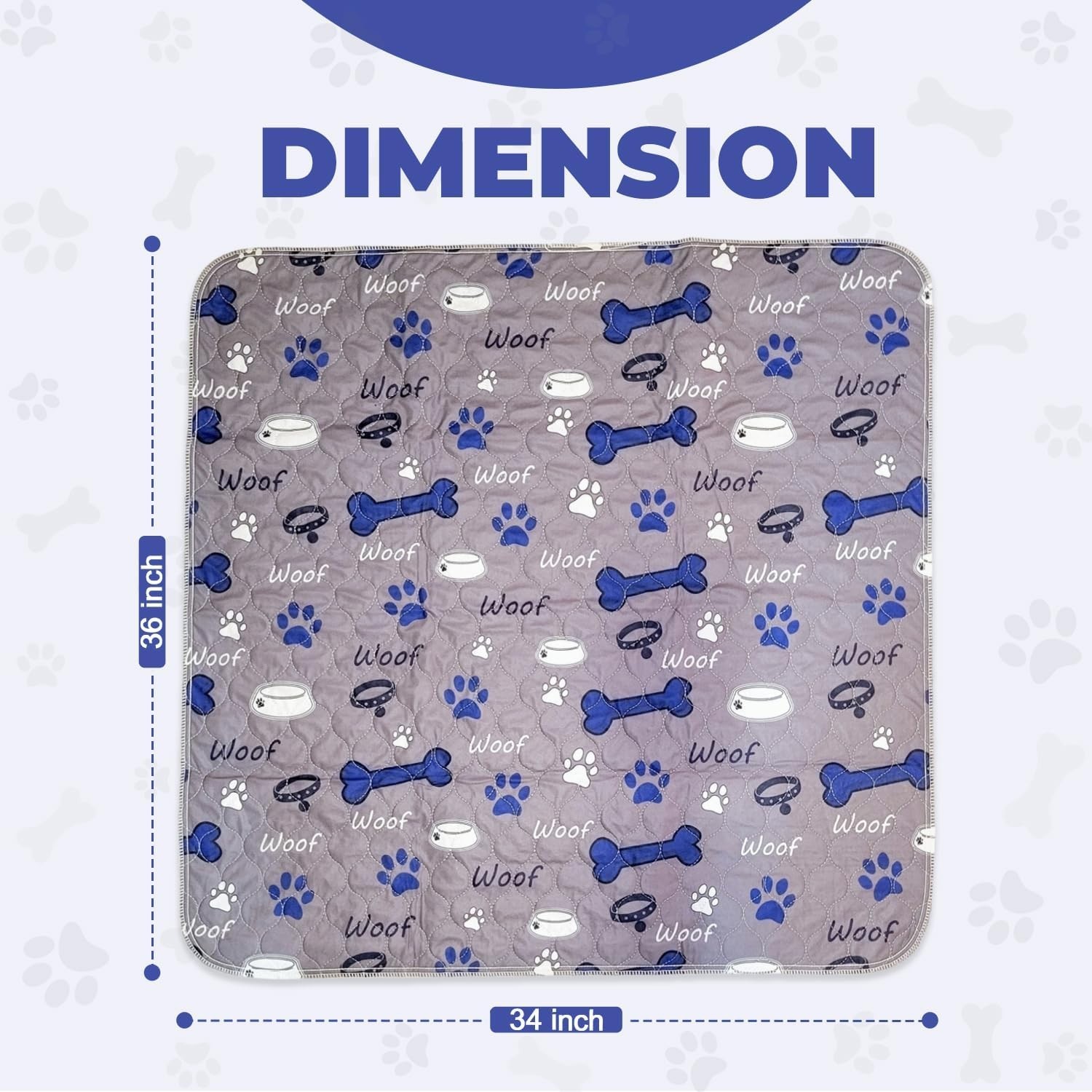 Pawriffic Washable Pee Pads for Dogs | 2 Pk | with FREE Pet Grooming gloves Blue