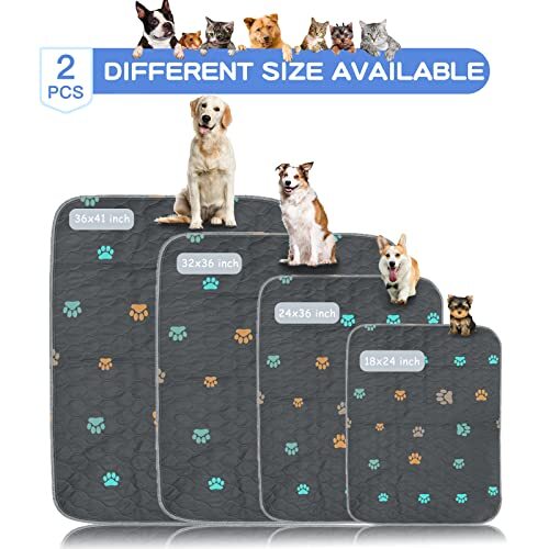 2 Pack 24×36 Inch Washable Puppy Dog Pee Pad Reusable Quick Dry Protective Pads