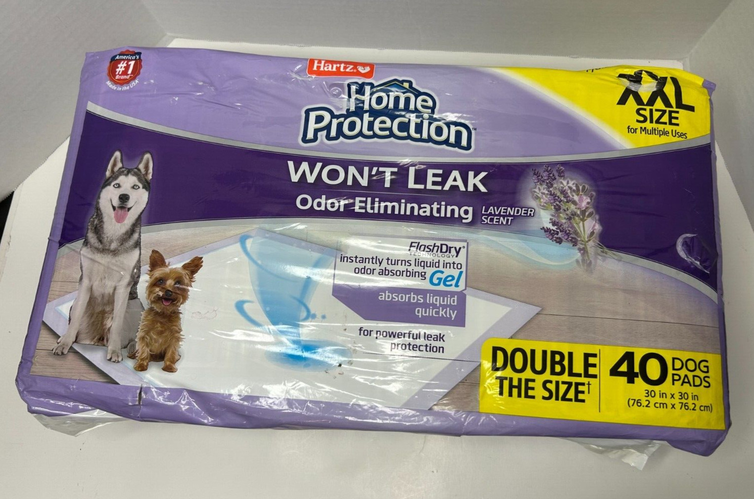 Hartz 40 PACK Home Protection Lavender Scent Odor-Eliminating Dog Pads XXL 30×30