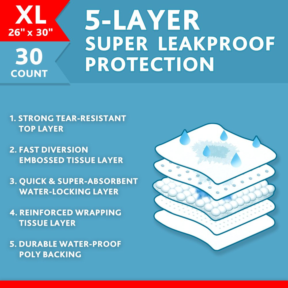Super-Absorbent XL Training Pads Odor Control Dog Pet 26 in X 30 In, 30 Count
